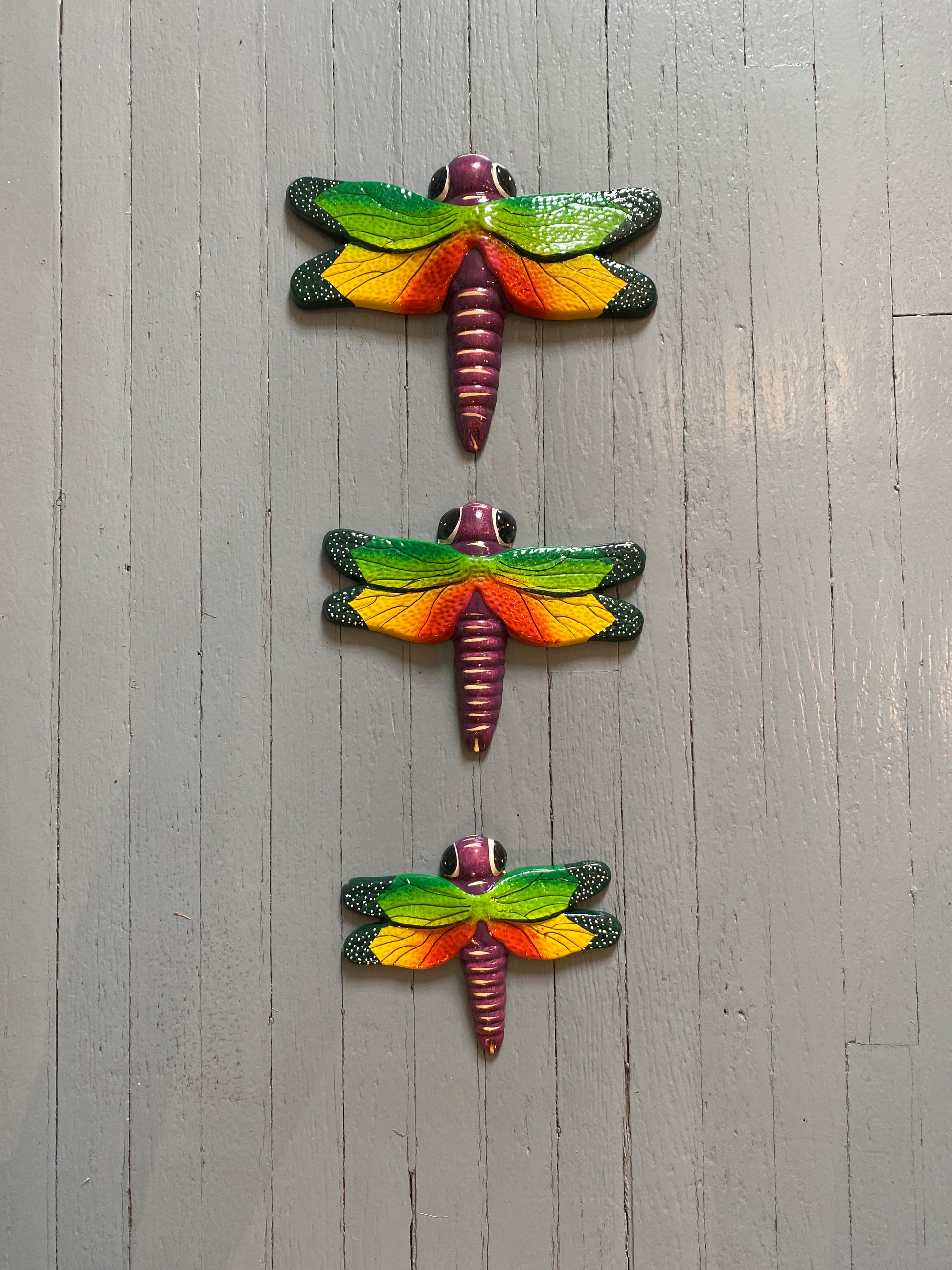 Set of 3 Dragonflies Ceramic Made in Mexico