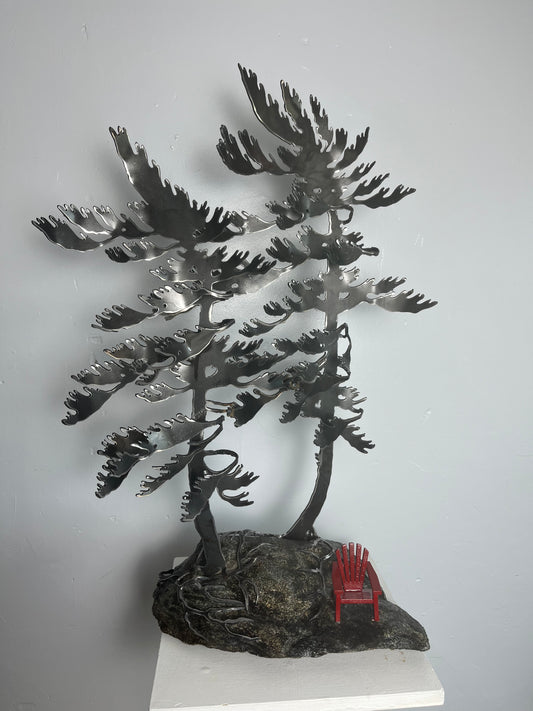 Cathy mark windswept metal tree on stone