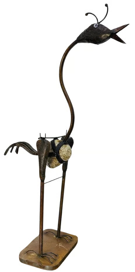 50" Crane with Rock - Made in Mexico from Recycled Metal