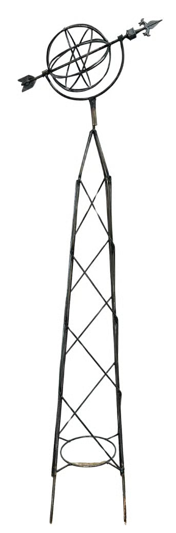 Square Topiary with Armillary - Made in Mexico from Iron