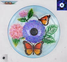 Solar Monarch Butterfly Glass Bird Bath
