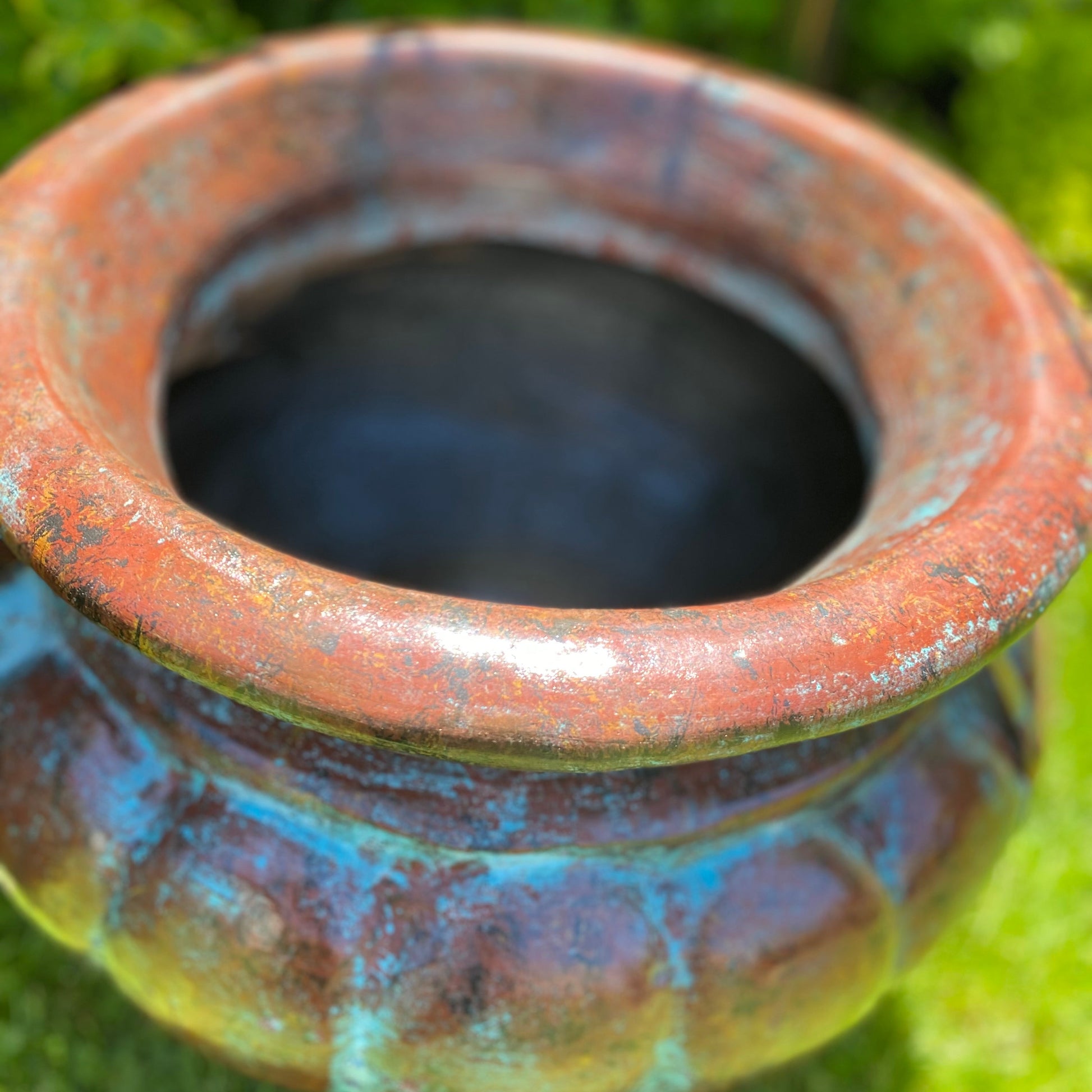 Blue Planter with Stand top view