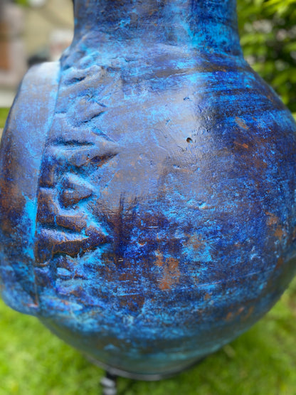 Chiminea Large — Made in Mexico #11 Blue side view