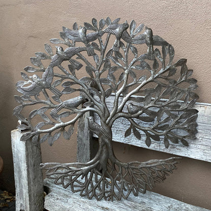 Haitian Metal Tree of Life with Bird on Trunk - 23"