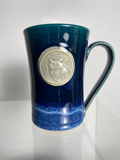Medallion Mug - Teal - Owl - Canadian made Pottery