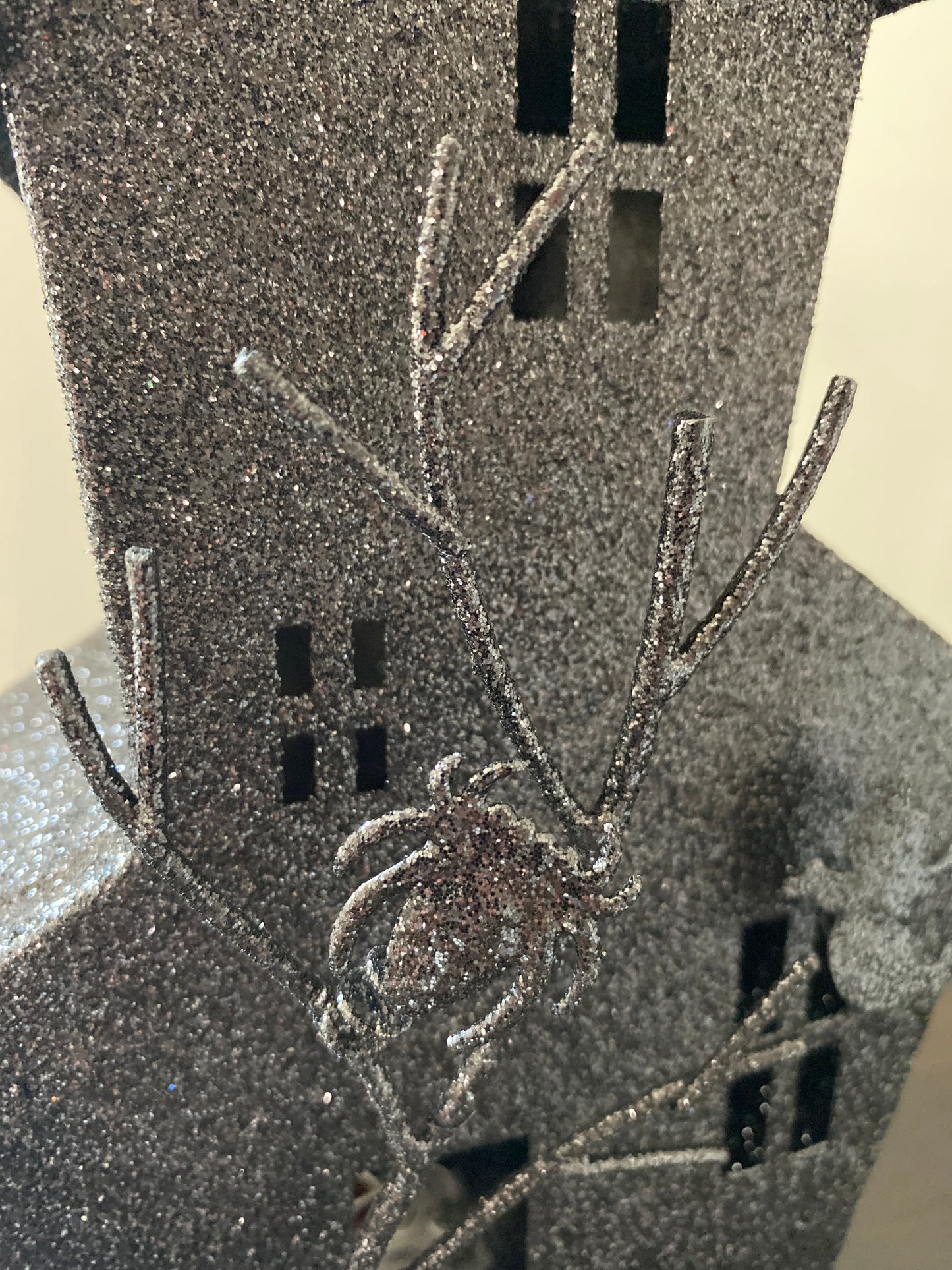 Light-Up Haunted House with Black Glitter