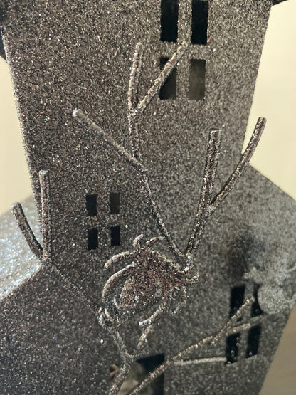 Light-Up Haunted House with Black Glitter
