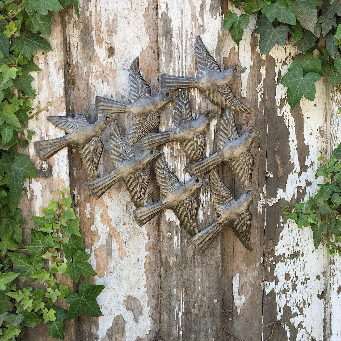 Flock of Birds, Haitian Metal Birds Decor 15.5"x12.5"