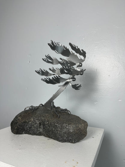 Cathy mark windswept metal tree on stone
