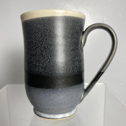Large Curved Coffee Mug Handmade Pottery - Pavlo Pottery - Black and White