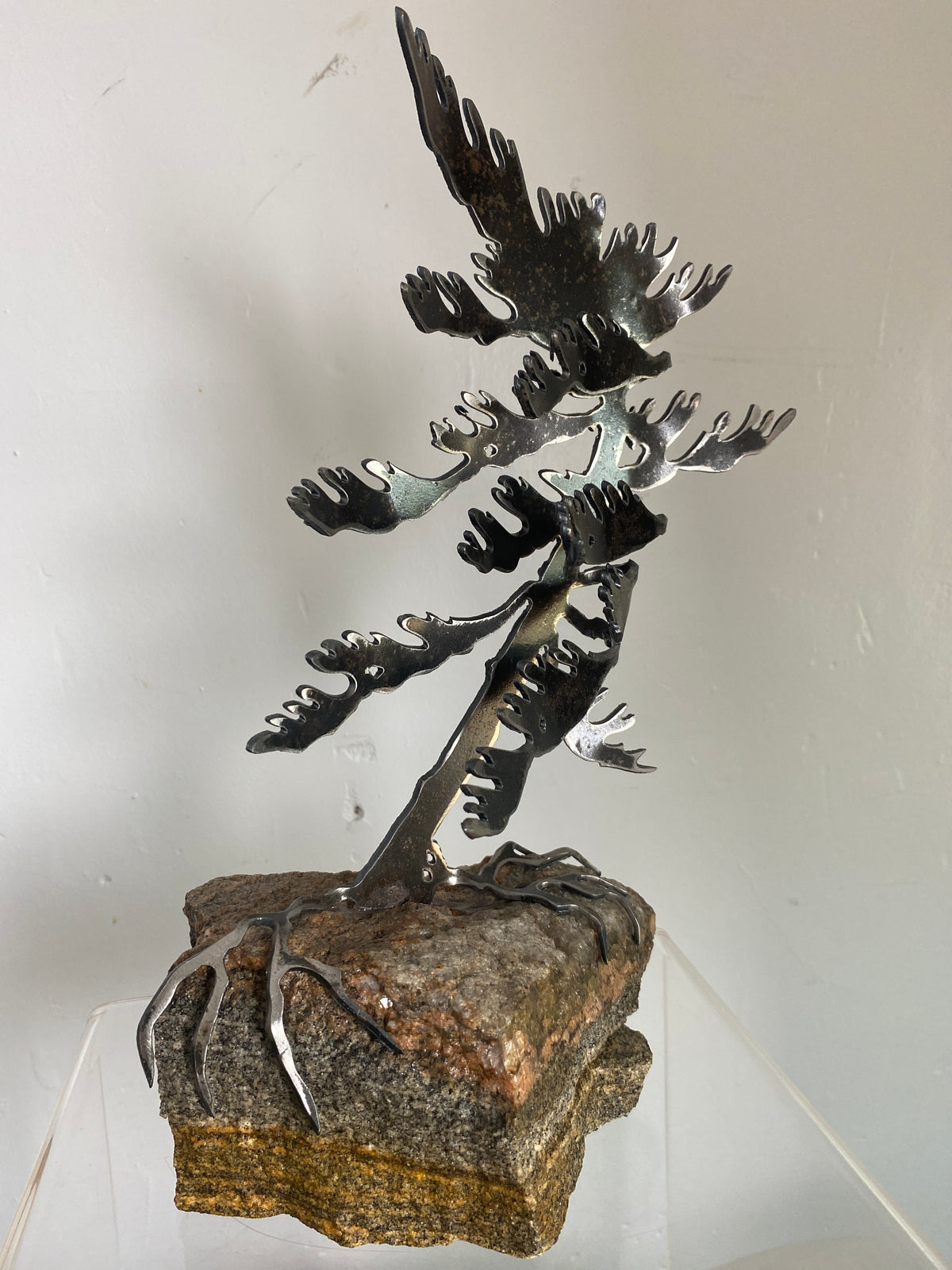 Windswept Pine Steel Sculpture on Granite by Canadian Artist Cathy Mark #28