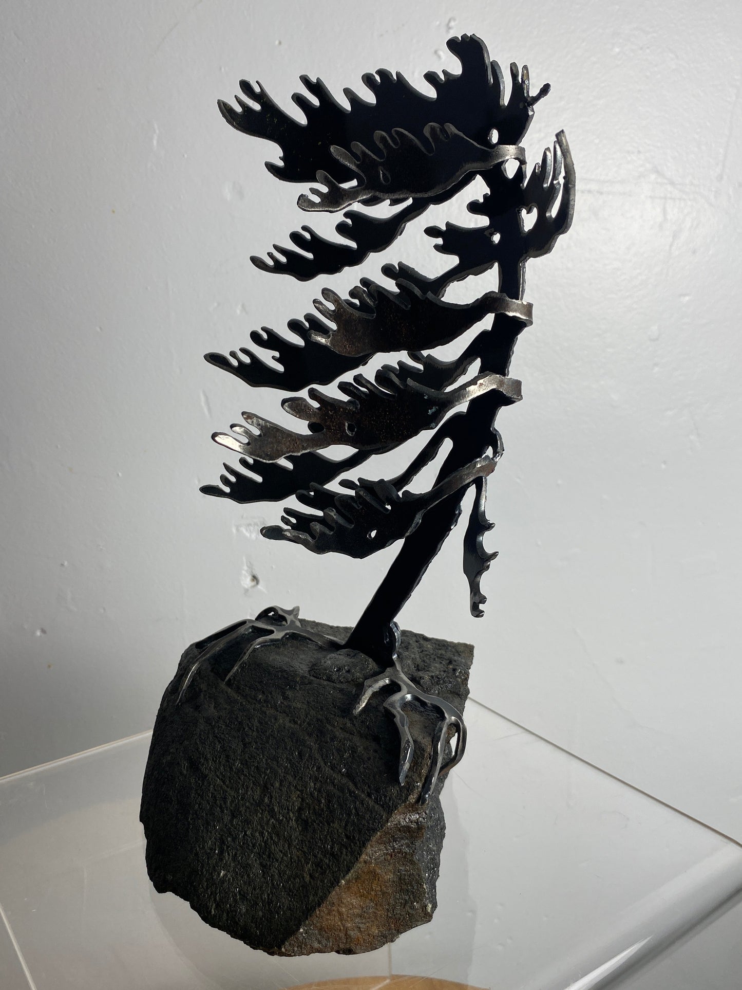 Windswept Pine Steel Sculpture on Granite by Canadian Artist Cathy Mark #42
