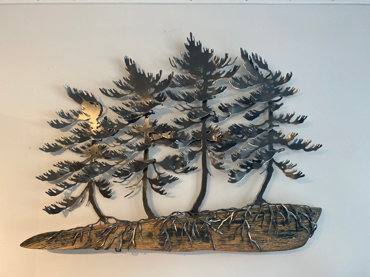 Windswept Trees on Oak Wall Art - By Cathy Mark