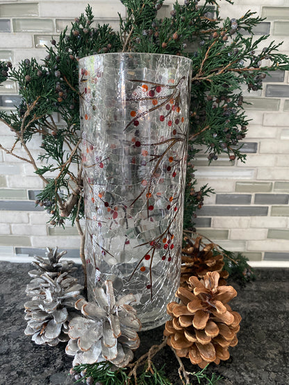 Winter Berry Hurricane Vase