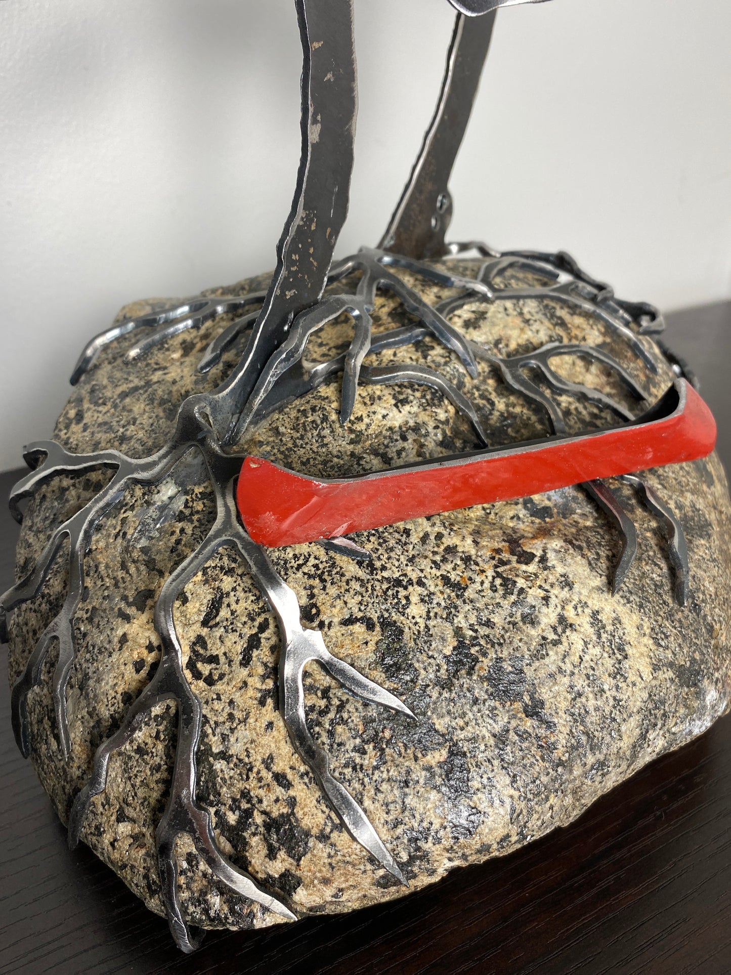 Windswept Pine Steel Sculpture with Canoe on Granite by Canadian Artist Cathy Mark #18