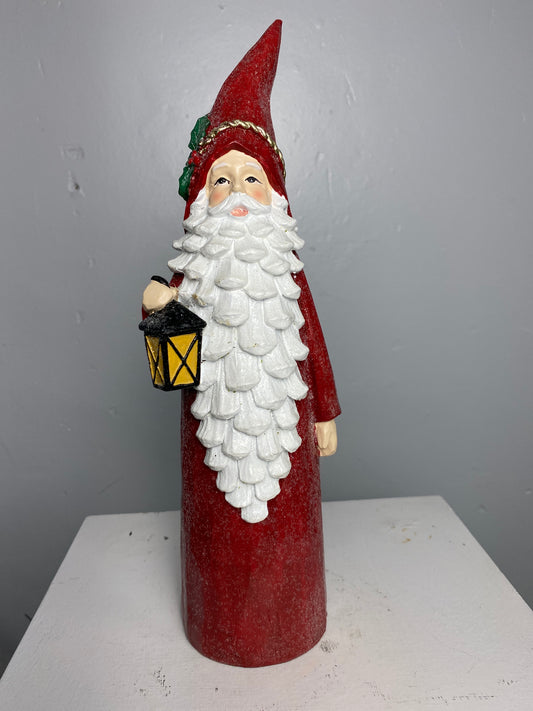 Wood Look Santa with Lantern 12.5" tall