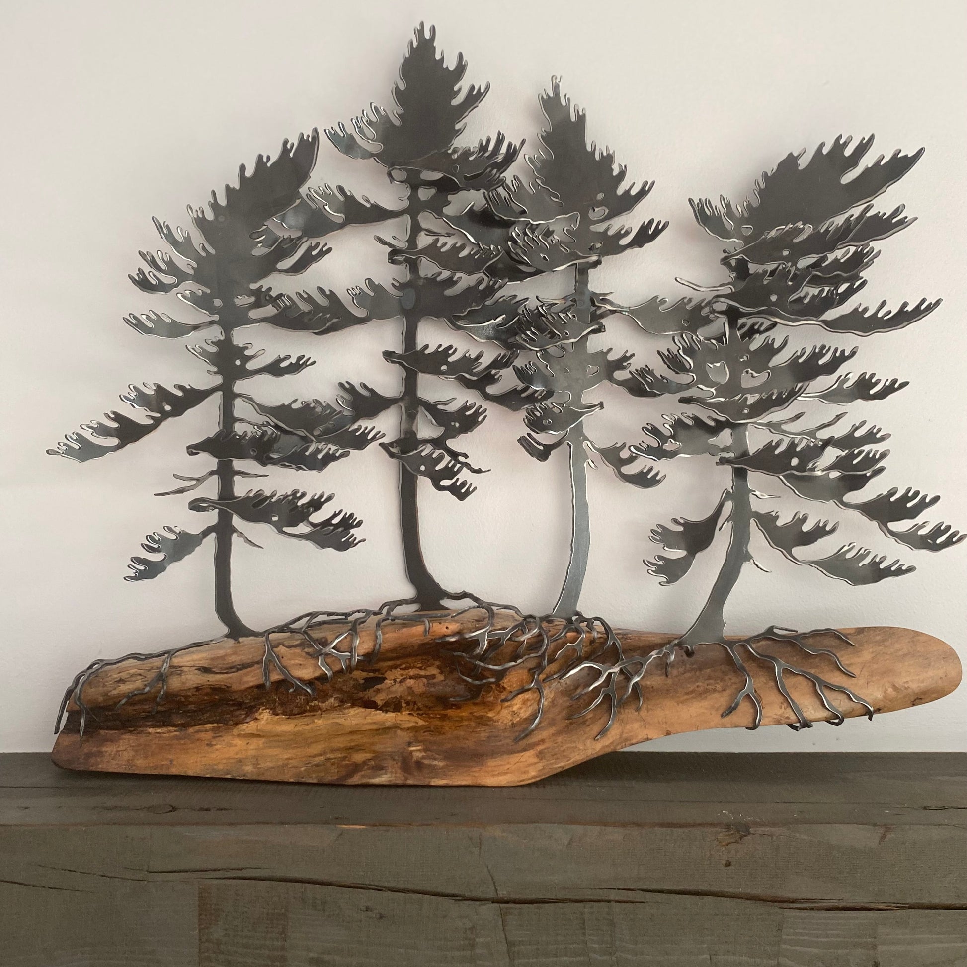 Windswept Trees on Oak Wall Art II - By Cathy Mark