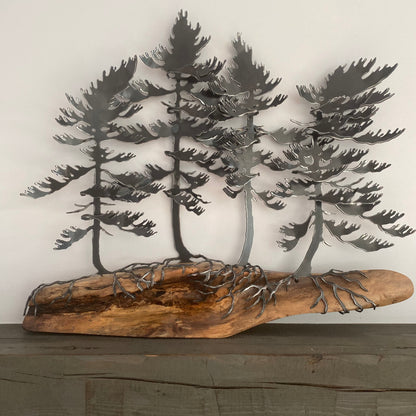 Windswept Trees on Oak Wall Art II - By Cathy Mark