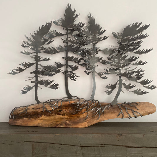 Windswept Trees on Oak Wall Art II - By Cathy Mark
