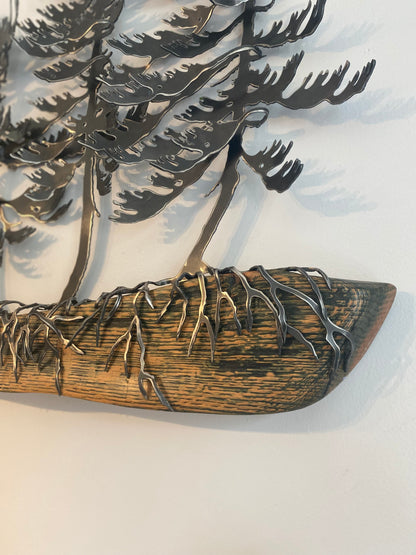 Windswept Trees on Oak Wall Art - By Cathy Mark