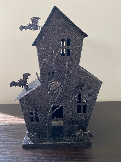 Light-Up Haunted House with Black Glitter