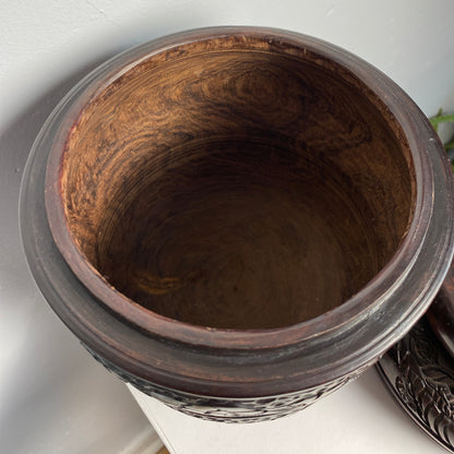 Inside of Ebony Wood Jar - Handcarved