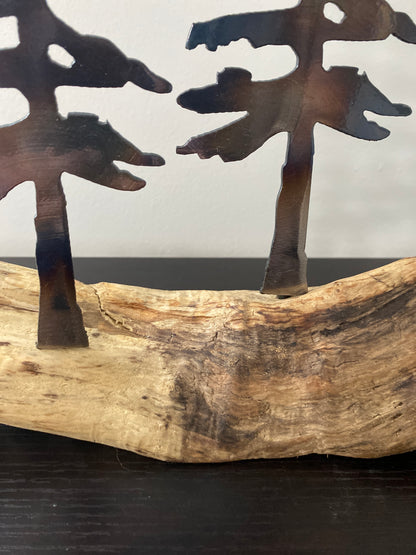 Metal Trees on Lake Ontario Driftwood – Canadian Made - close up