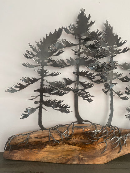 Windswept Trees on Oak Wall Art II - By Cathy Mark