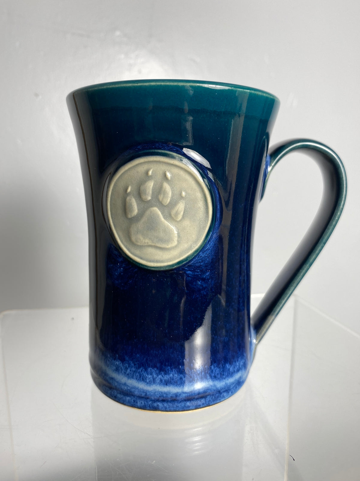 Medallion Mug - Teal - Paw Print - Canadian made Pottery