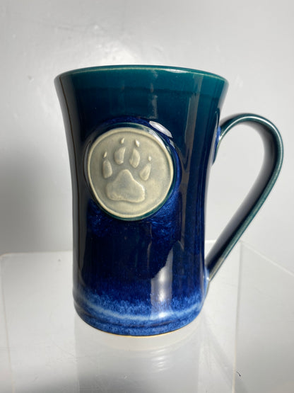 Medallion Mug - Teal - Paw Print - Canadian made Pottery