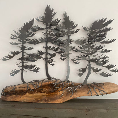 Windswept Trees on Oak Wall Art II - By Cathy Mark