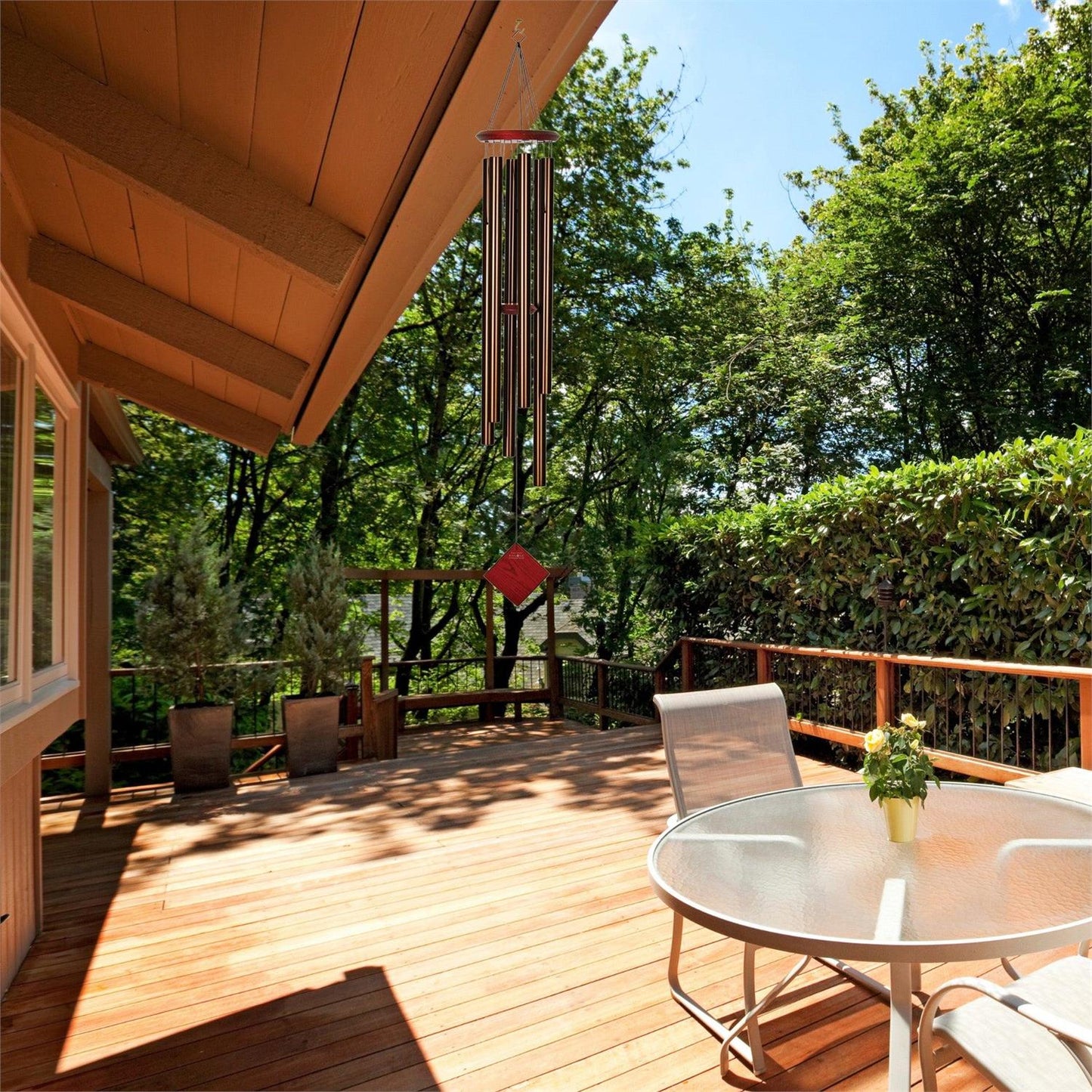 Chimes of Neptune – Bronze hanging on an outdoor deck