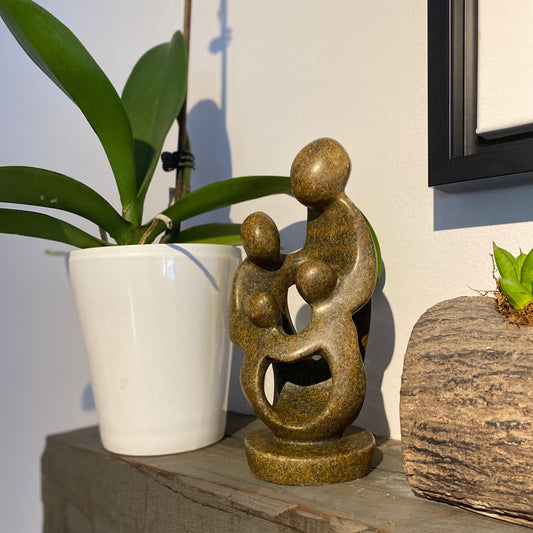 Stone Sculpture of a family of 4 made in Zimbabwe