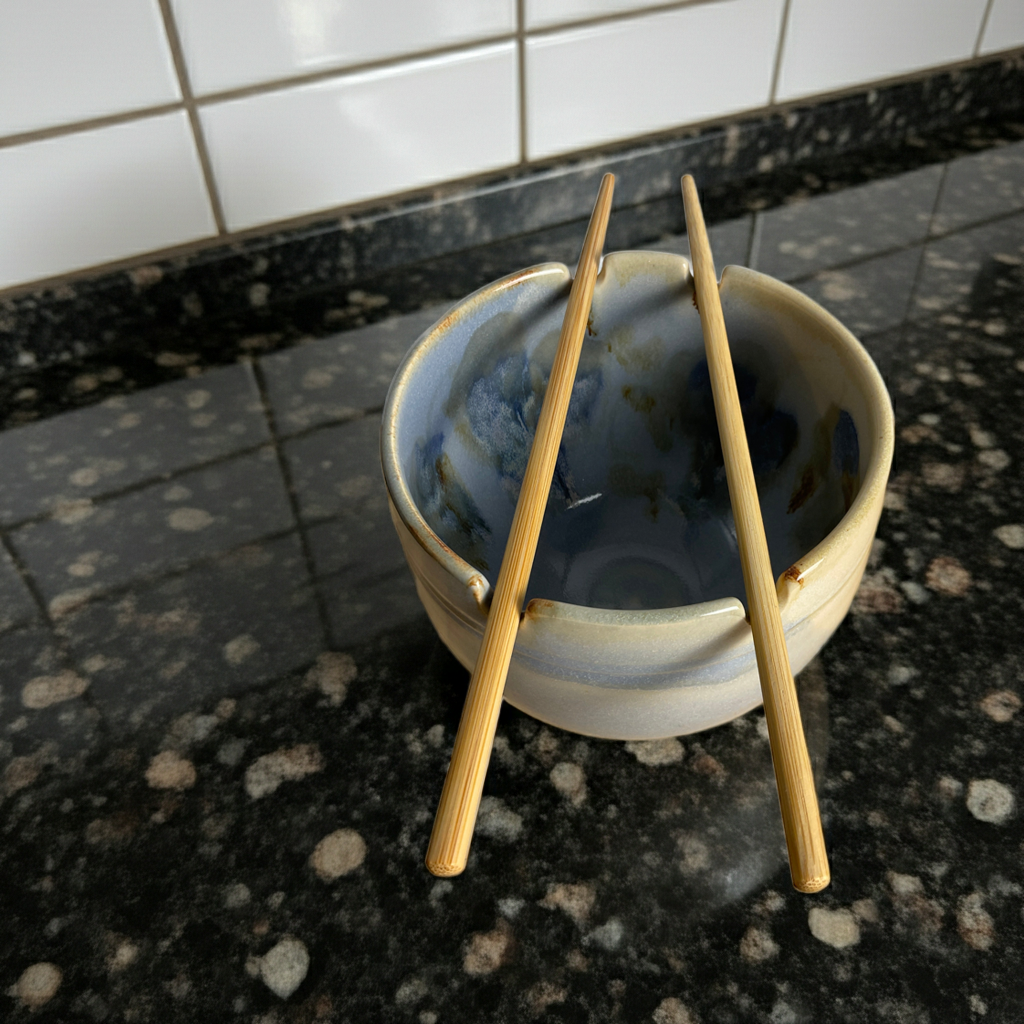 Handmade pottery noodle bowl