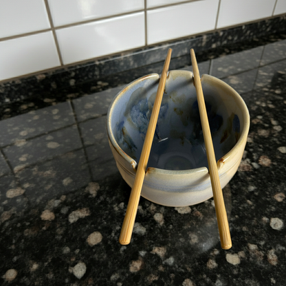 Handmade pottery noodle bowl