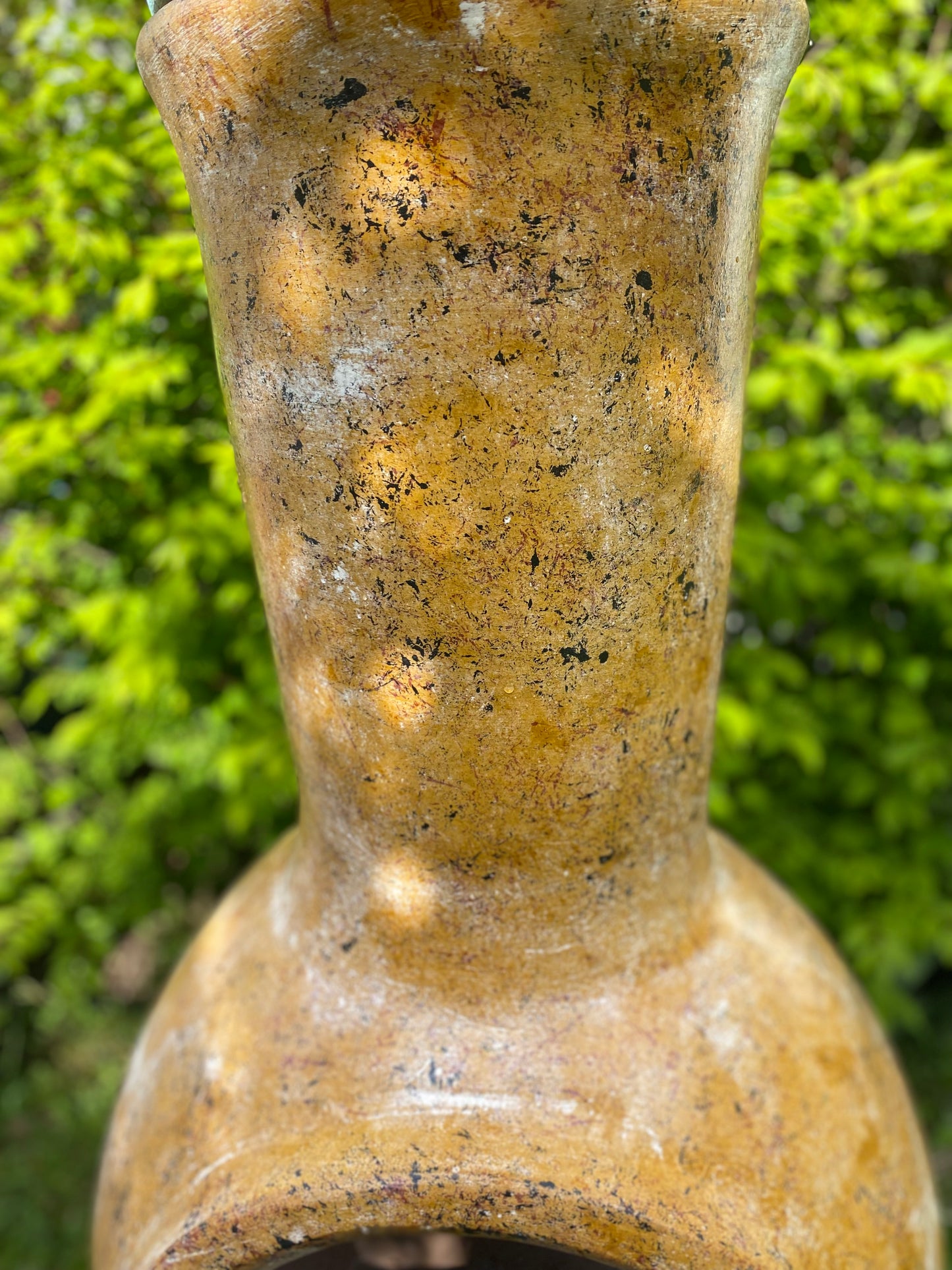 Yellowish-brown Chiminea Large — Made in Mexico top view