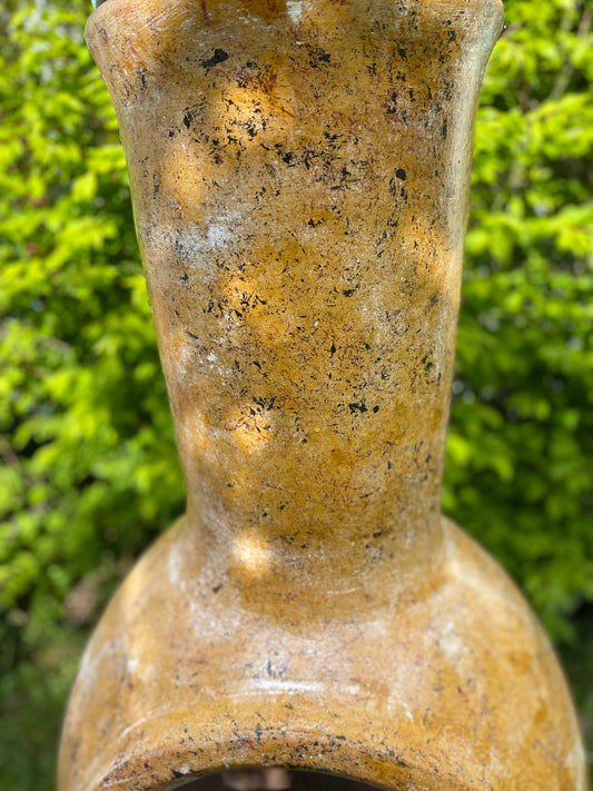 Yellowish-brown Chiminea Large — Made in Mexico top view