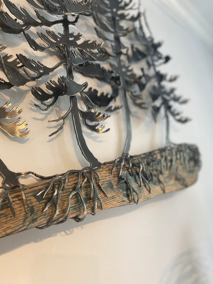 Windswept Trees on Oak Wall Art - By Cathy Mark
