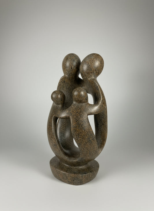 Zimbabwe stone sculpture of a family of 4
