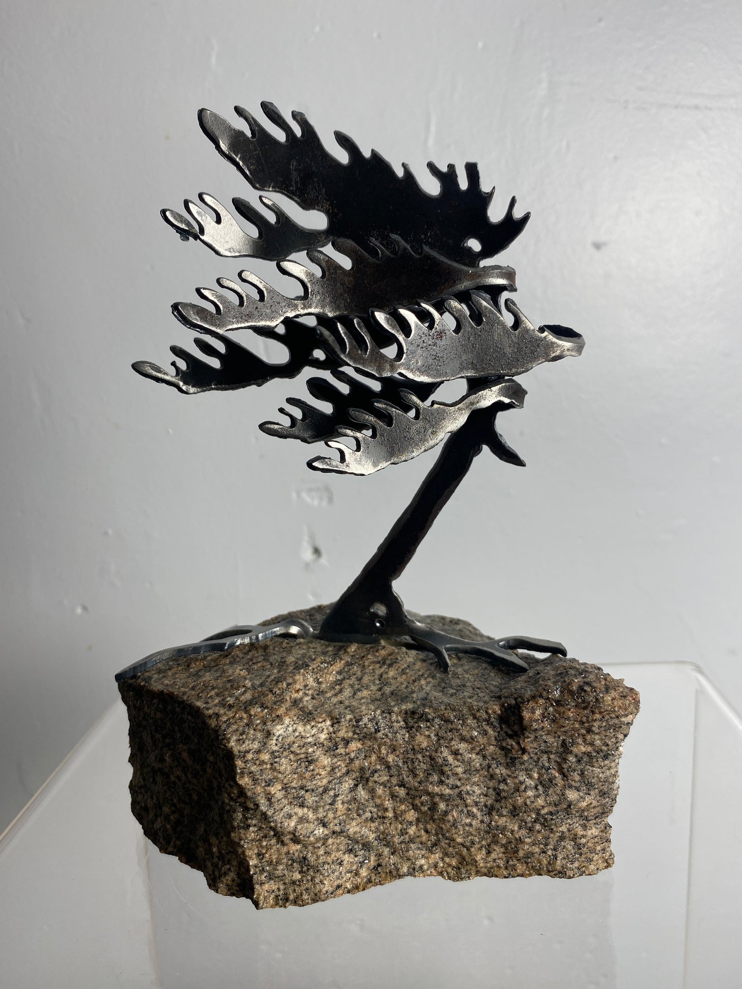 Windswept Pine Steel Sculpture on Granite by Canadian Artist Cathy Mark #41