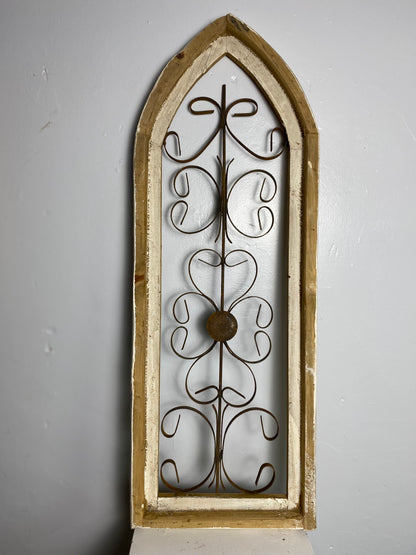 Messina Decorative window panel, white frame with metal finials
