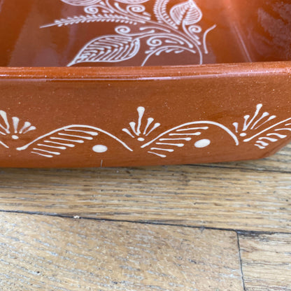 Traditional Rectangular Clay Baker 13x9.5” – Hand-Painted Portuguese Terracotta