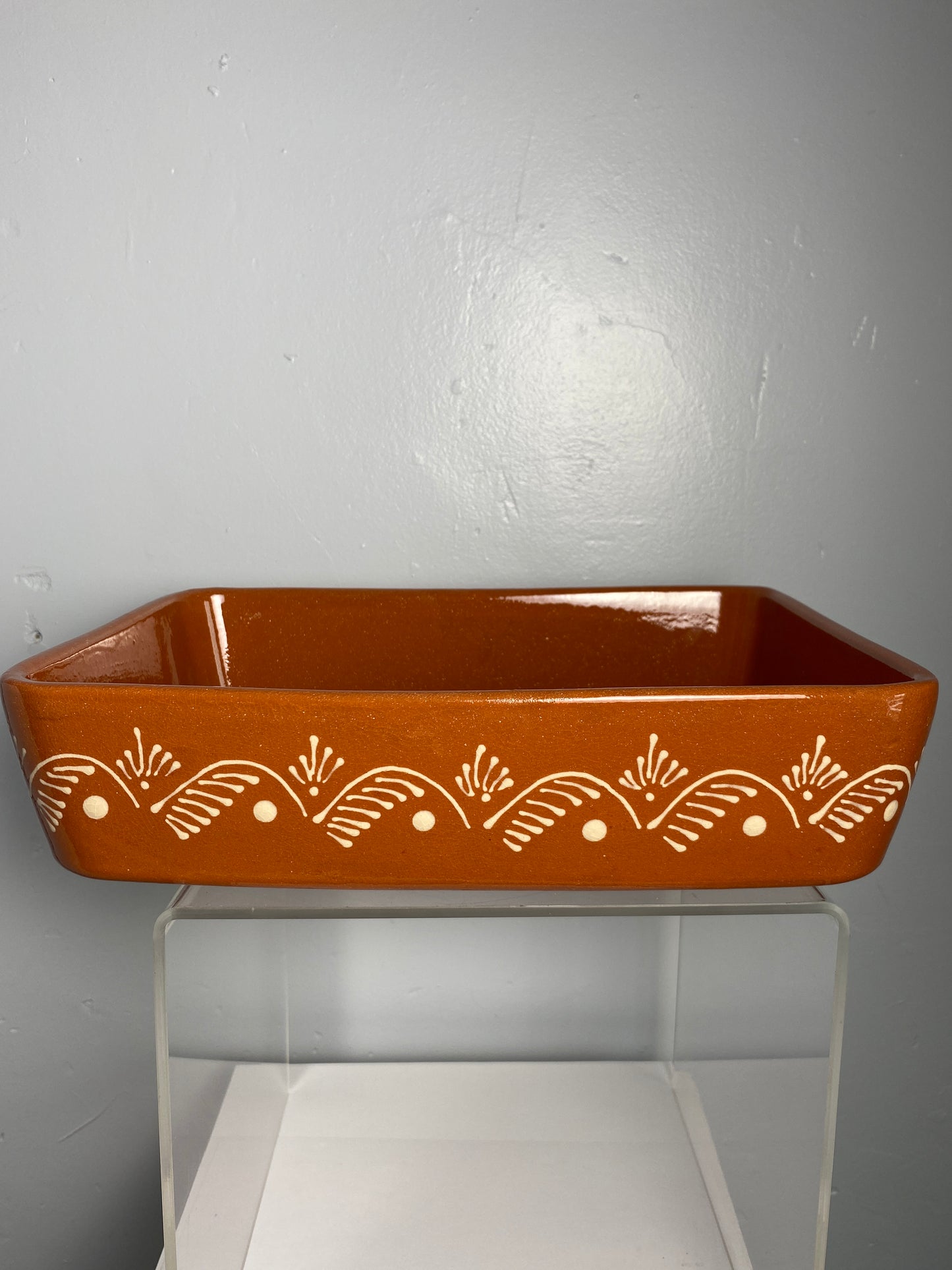 Traditional Rectangular Clay Baker 13x9.5” – Hand-Painted Portuguese Terracotta