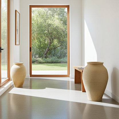 Labyrinth Ribbed Jar – Handcrafted Cretan Terracotta