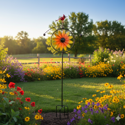 cardinal windmill garden stake
