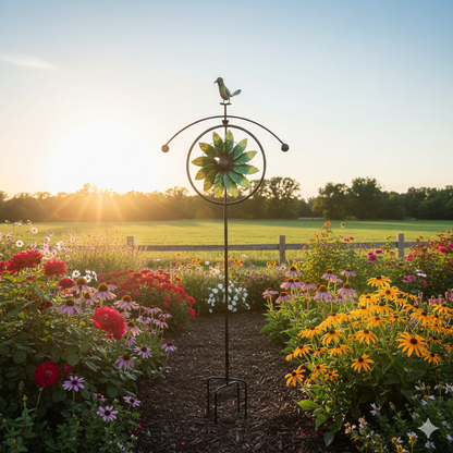 Hummingbird Windmill Spinner Garden Stake