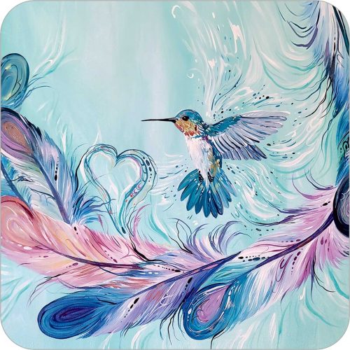 Hummingbird Feathers Coasters -  Artist Carla Joseph
