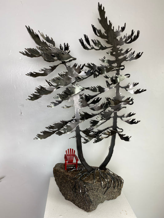 Cathy Mark Windswept tree with Muskoka Chair