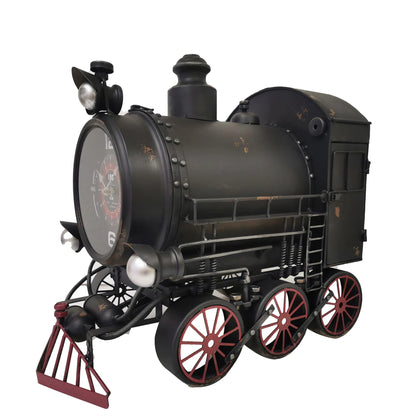 Distressed Locomotive Wall Clock with 6 Wheels