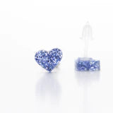 Sparkle Heart Earrings - Icy Blue